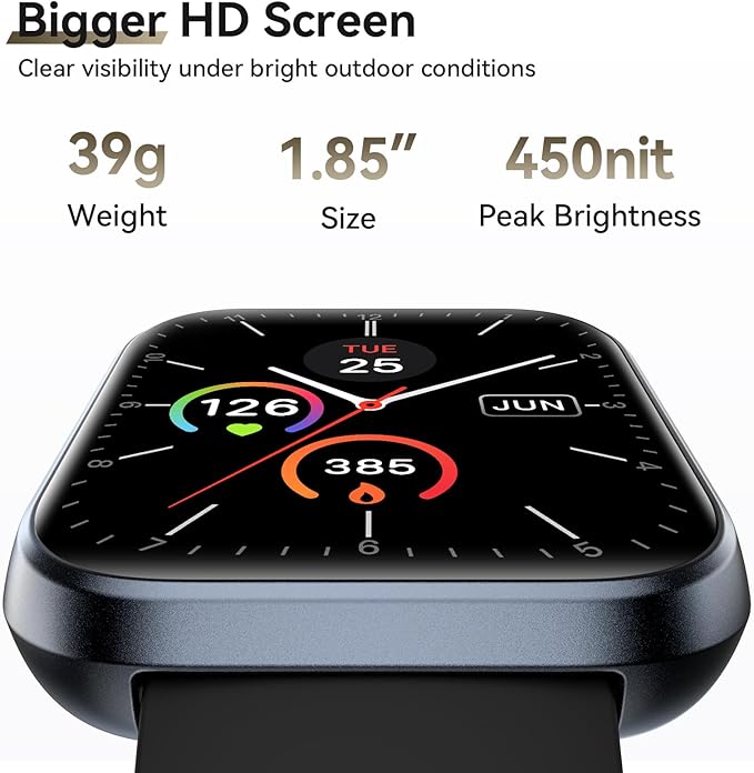 Smart Watches for Women Men, 1.85" Screen Smartwatch Compatible iPhone Android Phone Answer/Make Call, 24/7 SpO2 Sleep Heart Rate Monitor,3ATM Waterproof, Fitness Traker 120+Sport (2 Bands Included)