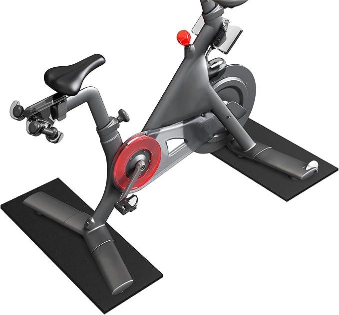 Double Mat Compatible with Peloton Bike, Row & Concept 2 Rowing Machine, Thickness 6mm, Bike Trainer Accessories, Mat Protect Hardwood Floor Carpet, for Home Gym Exercise