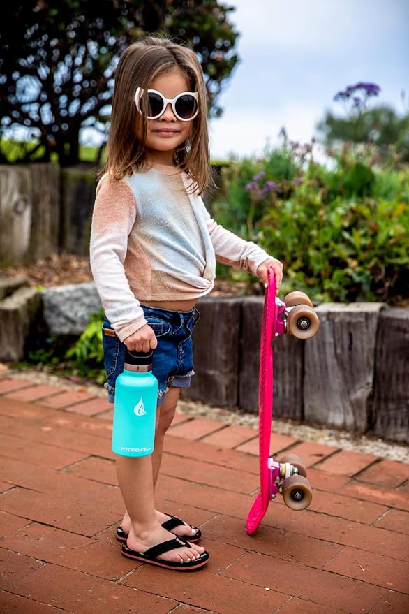 HYDRO CELL Stainless Steel Water Bottle with Straw & 2 Standard Mouth Lids (32oz 24oz 20oz 16oz) Keeps Liquids Hot or Cold w/Double Wall Vacuum Insulated Leak Proof Sport Design (Teal 16oz)