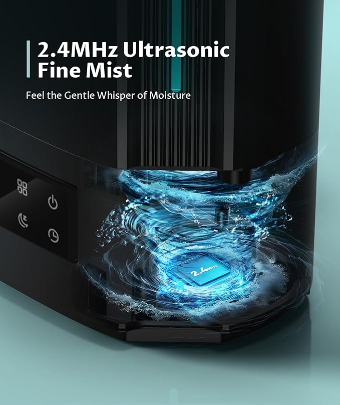 BREEZOME 6L Humidifiers for Bedroom Large Room & Essential Oil Diffuser, Ultrasonic Top Fill Cool Mist Humidifiers for Baby, Plants, Nursery Last up to 60 Hours, Smart Humidistat Control, Quiet, Black
