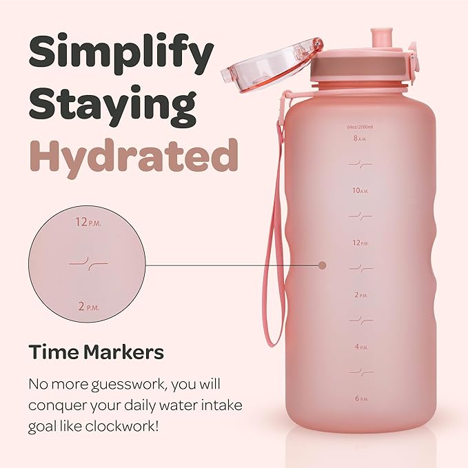 Hydracy Water Bottle with Time Marker -Large BPA Free Water Bottle & No Sweat Sleeve -Leak Proof Gym Bottle with Fruit Infuser Strainer & Times to Drink -Ideal for Fitness Sports & Outdoors