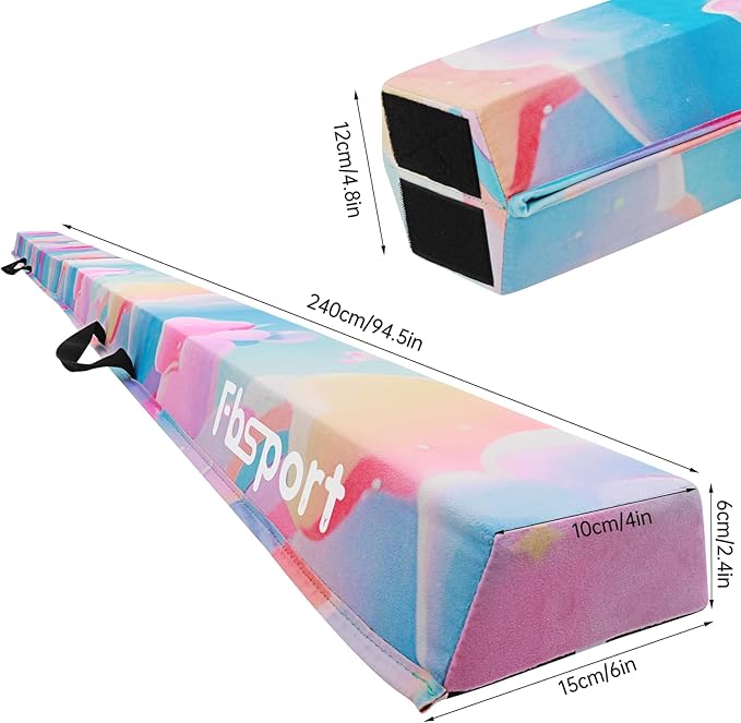 FBSPORT 8ft/6ft Balance Beam: Folding Floor Gymnastics Equipment for Kids Adults,Non Slip Rubber Base, Gymnastics Beam for Training, Practice, Physical Therapy and Professional Home Training