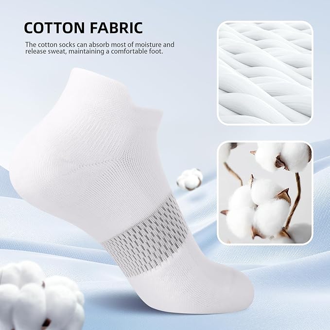 FITRELL 5-6 Pairs Ankle Running Socks for Women Athletic Cushioned Low Cut Tab Sports Socks