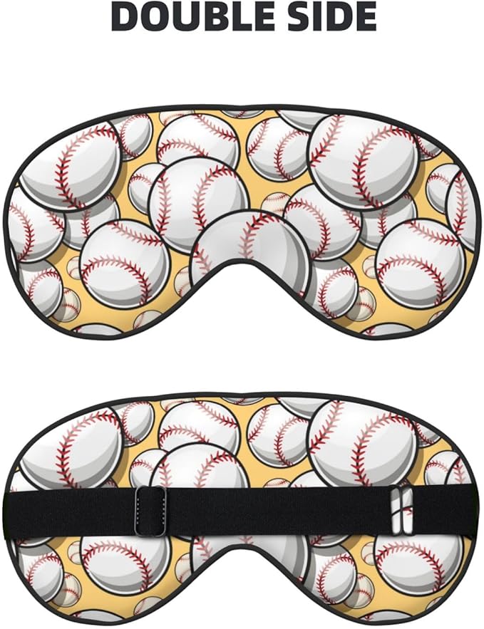 Sleep Eye Mask Baseball Softball Sleep Mask for Women Men Comfortable Eye Mask with Adjustable Strap Soft Eye Cover Blindfold for Travel Yoga Nap Shift Work