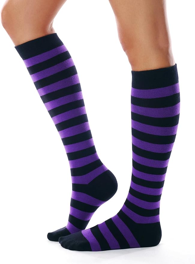FITRELL Women's Knee High Socks Outdoor Sport Athletic Socks Casual Stripe Tube Socks 1-4 Pack