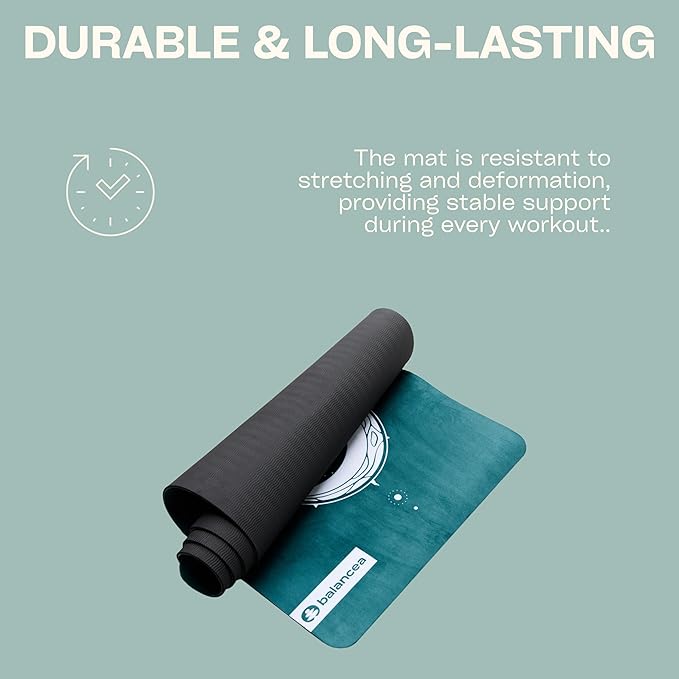 Yoga Mat 5mm Non Slip Suede & TPE - Eco-Friendly Fitness & Exercise Mat for Home Gym, Pilates, Gaiam, Hot Yoga, and Meditation - Lightweight Durable 72 x 24 inch Workout Mat for Women & Men