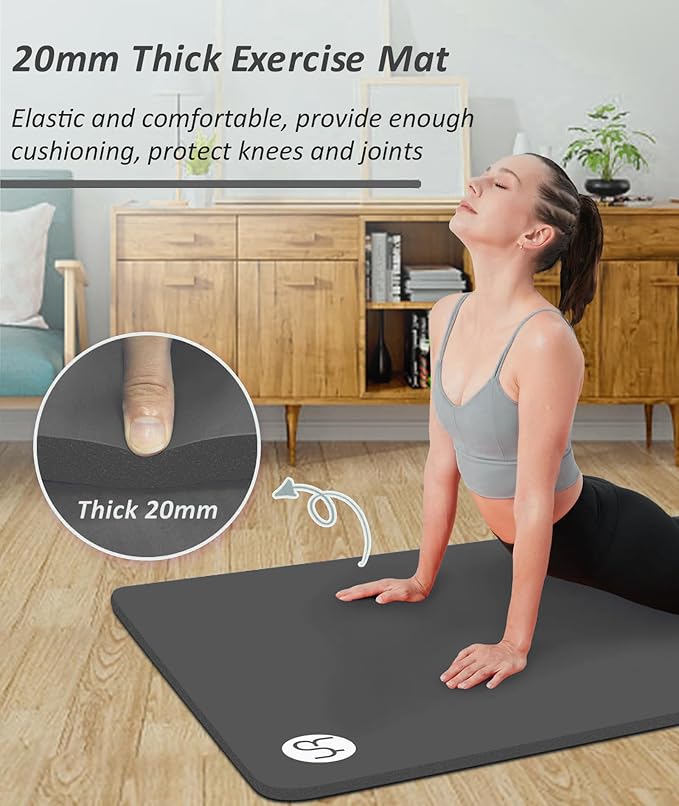 Yoga Mat Thick 1 inch Exercise Mat 76.7"x24" Workout Mats for Home Gym, Non-slip Yoga Mat for Women Men, with Carrying Yoga Bag