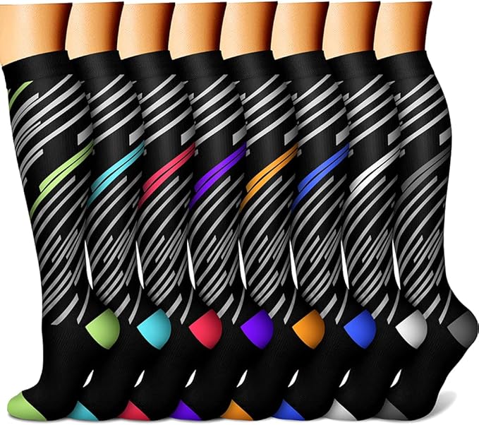 CHARMKING Compression Socks for Women & Men Circulation (8 Pairs) 15-20 mmHg is Best Support for Athletic Running,Hiking