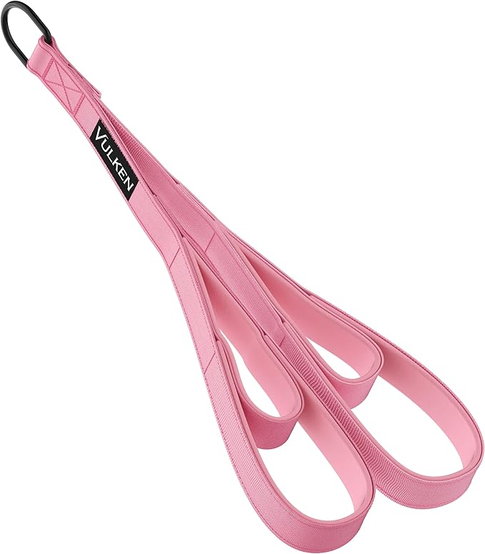 Vulken Tricep Rope Cable Attachment. 28.7 Inch & 22 Inch Two Lengths Built in One Pull Down Rope, Black & Pink