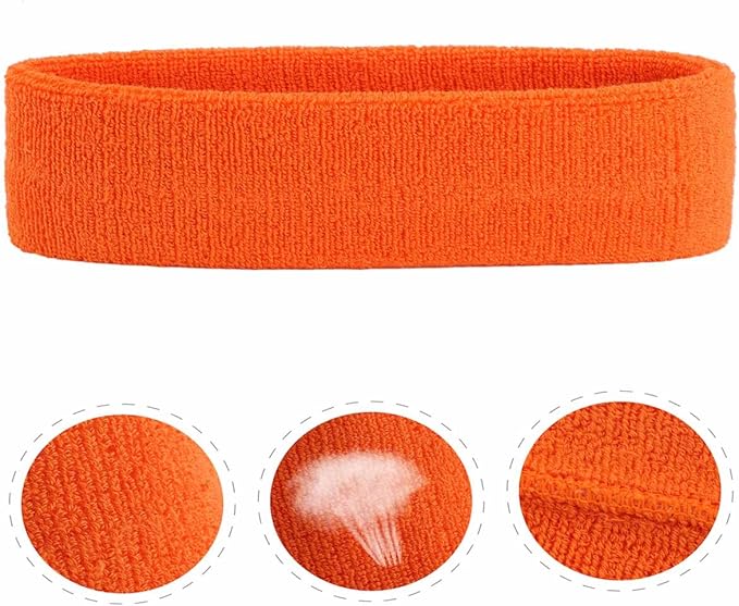 ONUPGO Sweatband Headbands for Men & Women -12PCS Sports Headbands Moisture Wicking Athletic Cotton Terry Cloth Headband for Tennis,Basketball,Football,Gym,Working Out