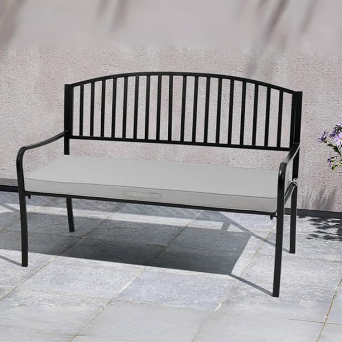 Crestlive Products Outdoor Bench Cushion 48 x 18 Inch, Waterproof Patio Bench Cushions for Outdoor Furniture, Porch Swing Replacement Pad with 30D Foam, Adjustable Straps and Portable Handle, Gray