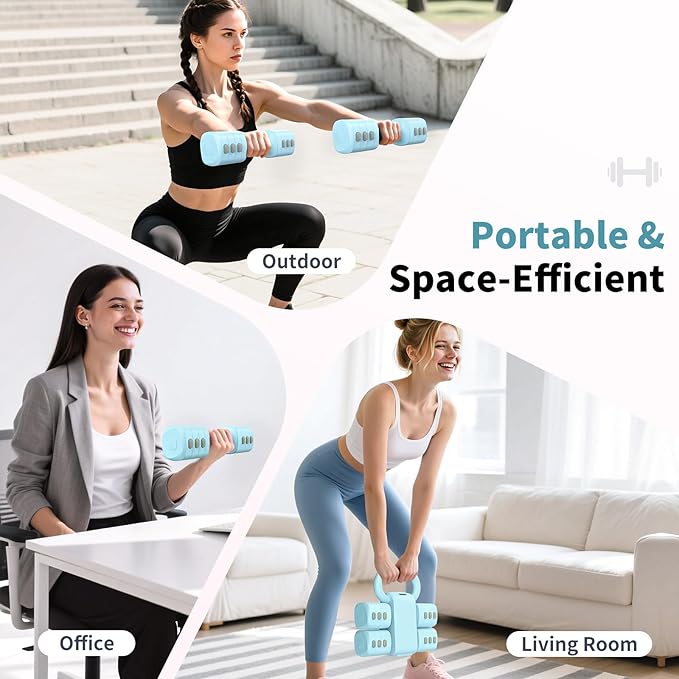 2-in-1 Adjustable Dumbbells Set, 4 Levels Weight Dumbbells Set for Women Men, Each 2.2/3.3/4.4/5.5lb Hand Weights with Kettlebell Form for Home Gym Exercise Training