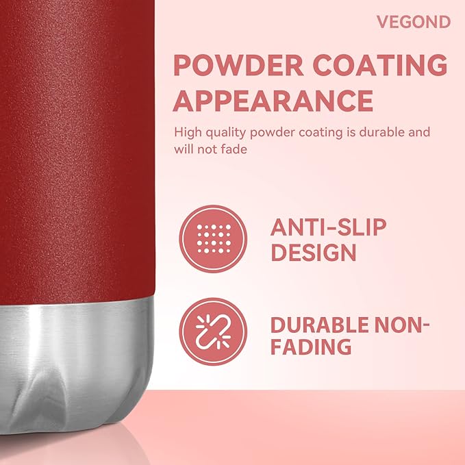 VEGOND 17oz Stainless Steel Water Bottles, Reusable Metal Sports Water Bottle Keeps Drink Hot and Cold, BPA Free Double Wall Vacuum Cola Shape Insulated Water Bottle for Camping Gym, 1 Pack