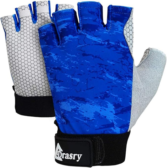 Drasry UV Fishing Gloves Fingerless Sun Protection Men Women UPF50+SPF for Fishing Kayaking Paddling Hiking Sailing Rowing Driving Canoeing Glove