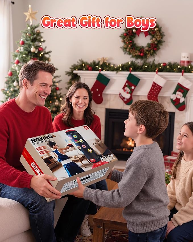 HopeRock Punching Bag for Kids, Boxing Set with Scoring, Light, Music, 4 Game Modes, Inflatable Boxing Bag with Gloves, Birthday Gifts Toys for 4-8-12 Years Old Boys