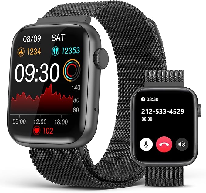 EarlySincere Smart Watches for Men Women Blood Pressure, 1.9" HD Full Touch Screen, Fitness Tracker with Heart Rate Blood Oxygen Sleep Monitor, IP67 Waterproof Smartwatch for Android iOS