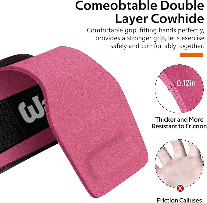 WALITO Weight Lifting Wrist Strap, Double Leather Weightlifting Wrist Straps for Gym Strength Training, Neoprene Padded Wrist Wraps - for Men & Women (Pair)