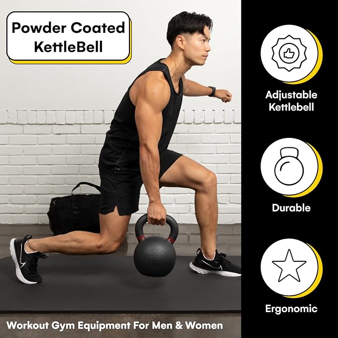 Kettlebell Kings Powder Coated Kettlebell Weights - 9-97 lb Strength Training Kettlebells for Men and Women - Hand Weights Workout Gym Equipment - Weights Set for Home Gym- New