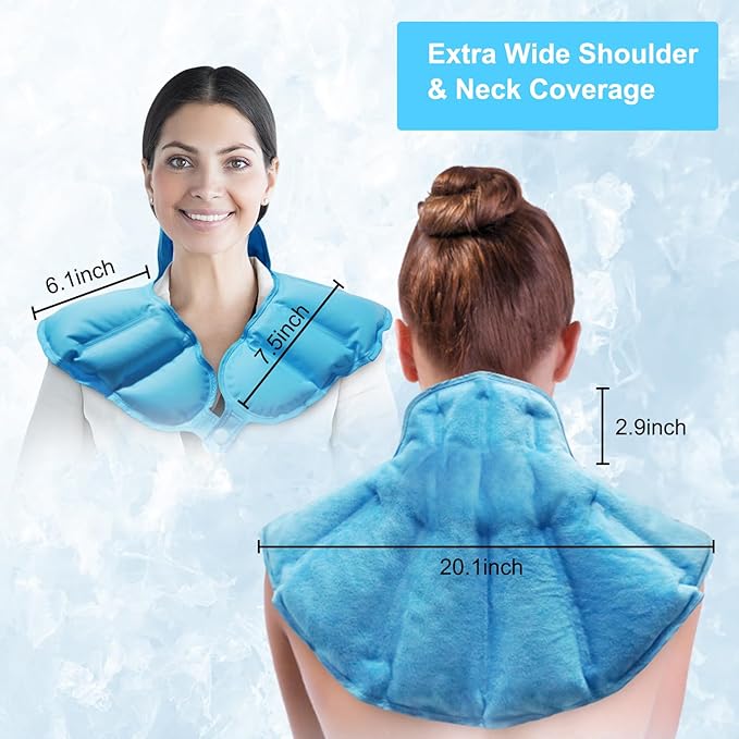 Ice Pack for Neck and Shoulders Upper Back Pain Relief, Large Gel Neck Ice Pack Wrap, Reusable Hot Cold Compress Therapy for Rotator Cuff Injury, Swelling, Muscle Relaxing and Soothing