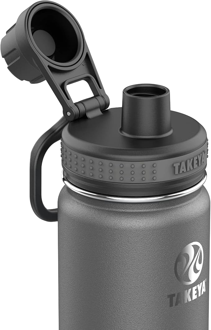 Takeya Originals 24 oz Vacuum Insulated Stainless Steel Water Bottle with Spout Lid, Graphite