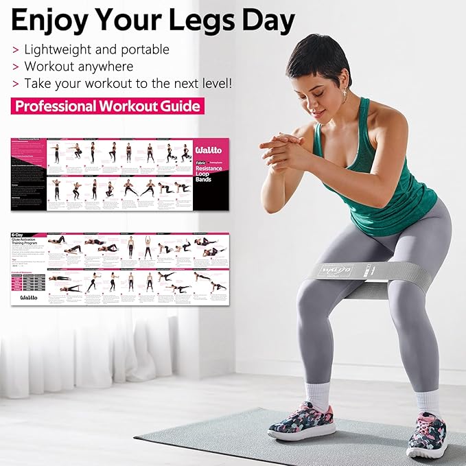 Fabric Resistance Bands for Working Out - Booty Bands for Legs -Glutes Training for Women and Men - Exercise Bands for Squats, Yoga, Physical Therapy -Home Gym Fitness