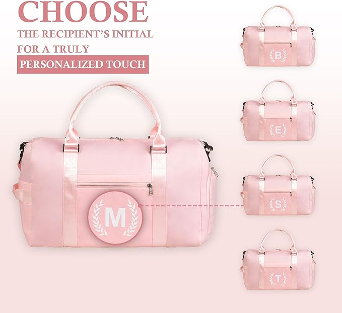 Gym Bag for Women, Personalized Duffle Bag with Shoe Compartment, Sports Bag for Yoga & Dance with Wet Pocket and Mat Strap