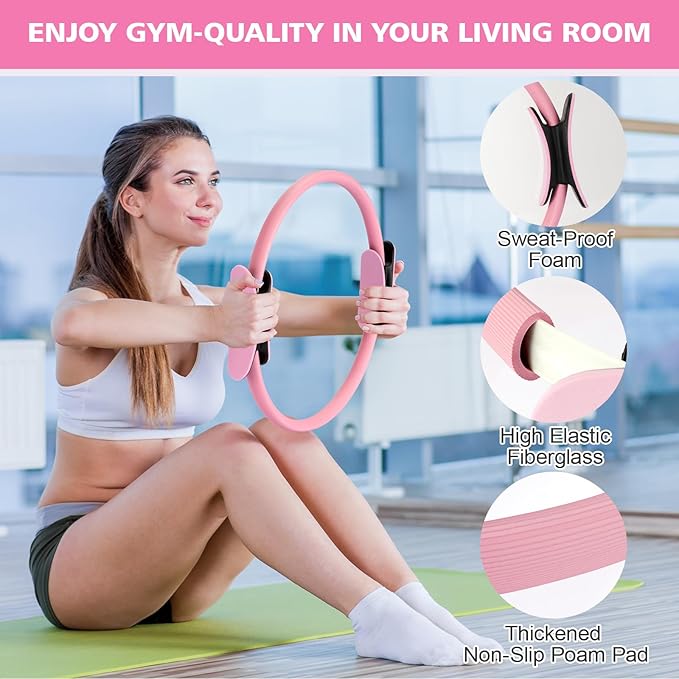 Ideal Swan Pilates Ring Essentials Kit for Women, Home Workout Equipment Set with 9.8” Ball, Resistance Bands, Accessories, Pilates Set for Legs Arms and Thighs（13 PCS）