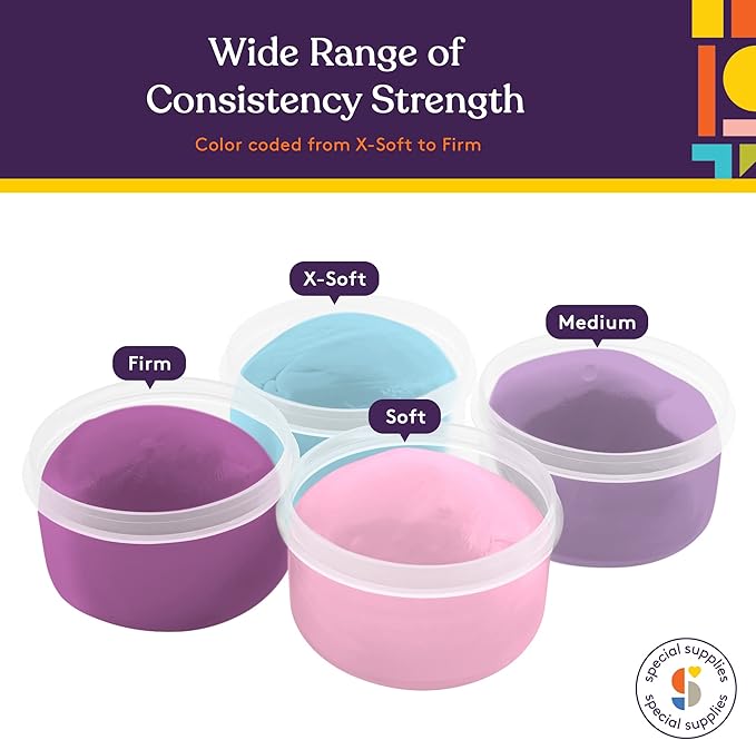 Special Supplies Therapy Putty for Teens and Adults - Resistive Hand Exercise Stress Relief Therapy Putty Kit, Set of 4 Strengths, Three Ounces of Each Putty (Unicorn Colors)