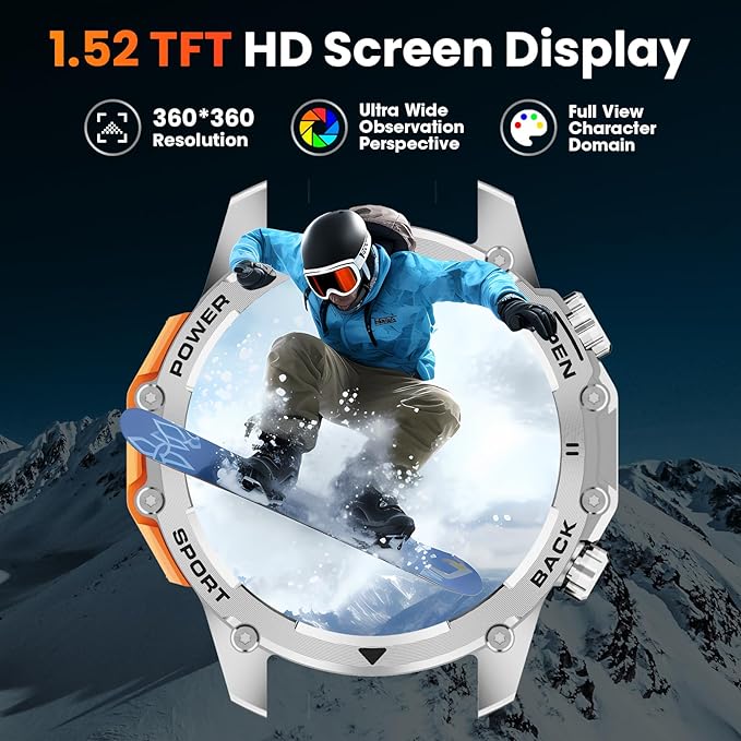 Hwagol Smart Watches for Men(Calls/Answer), 1.52'' Military Smart Watch for Android iPhone,100+ Sport Modes/Heart Rate/Sleep Monitor, A Fitness Tracker