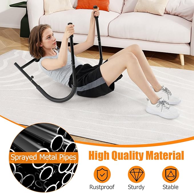 GYMAX Ab Machine, 330lbs Ab Cruncher for Stomach Workout with Head Protector, Padded Grips & Foam Edge, Easy Assembly Fitness Ab Trainer, Sit Up Assistant Push Up Stands, Multifunctional Home Gym Addition