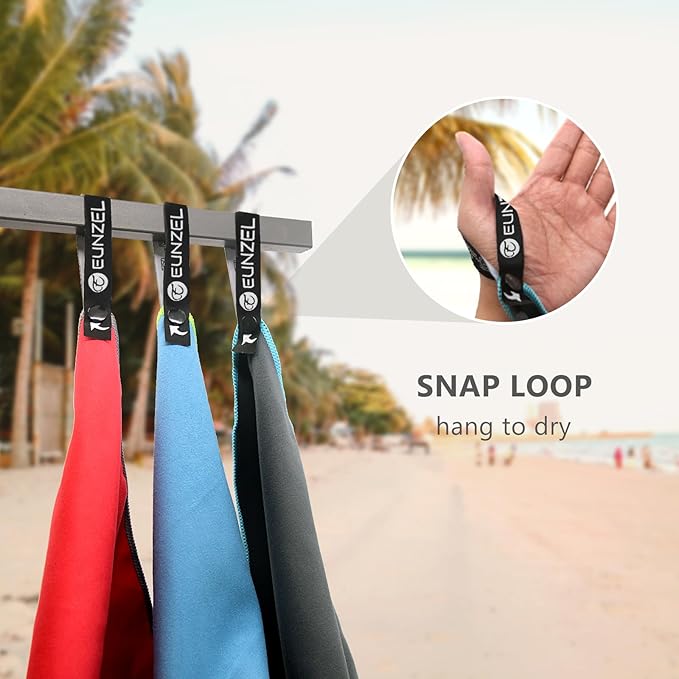 Eunzel Quick Dry Camping Towel, Microfiber Travel Towel 3 Size at 1 Pack,Fast Drying Towel Set for Camping, Beach, Gym, Sports, Yoga & Swimming Pool, Grey