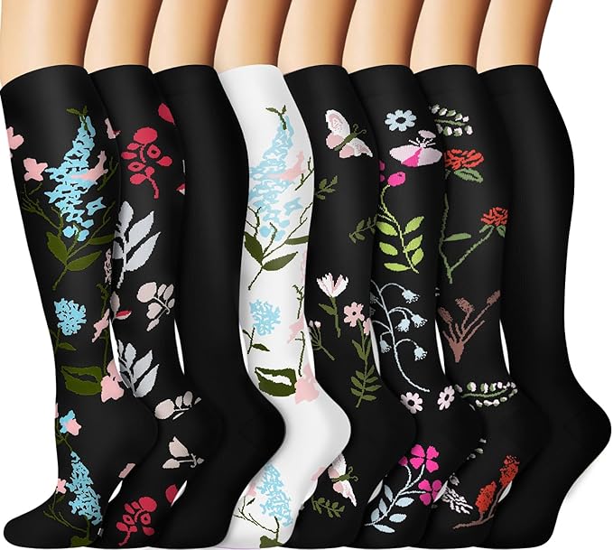 Graduated Copper Compression Socks for Men & Women Circulation 8 Pairs 15-20mmHg - Best for Running Athletic Cycling