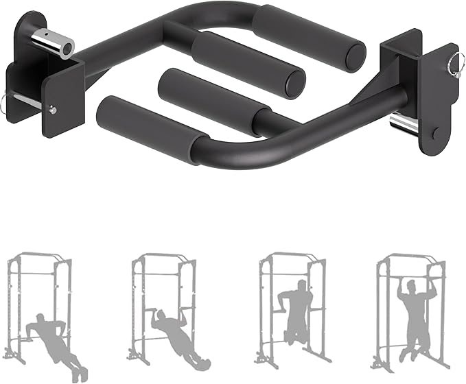 Muti-Grip Dip Bars Attachment for 2" x 2" Power Cage with 5/8" or 1" Hole, Non-Slip Wide & Narrow Grip Dips Double Handles, 600 lbs Capacity, Squat Rack Attachment for Dips, Inverted Rows, Push-Ups