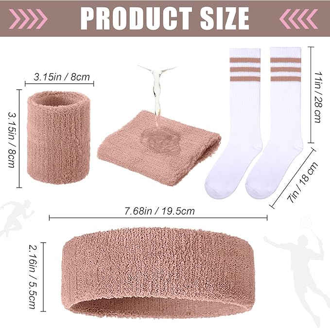 Hillban 80s Workout Outfit 80s Accessories for Women Men Neon Sweatbands Headbands for Tennis Volleyball Sport