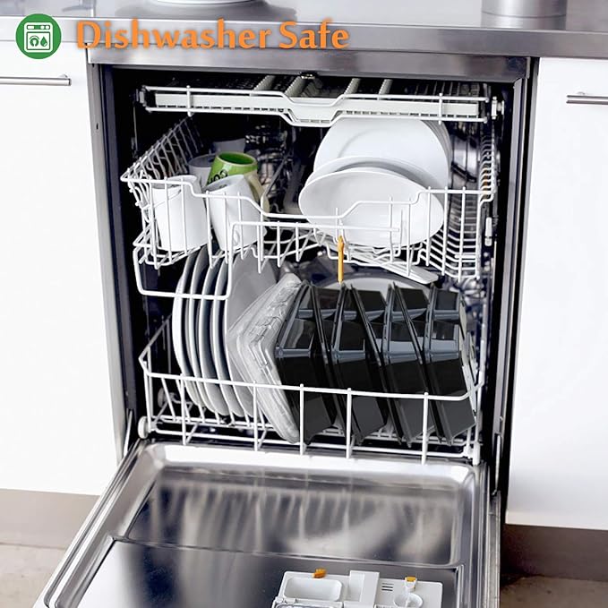 Enther Meal Prep Containers with Lids 20 Pack 3 Compartment Food Storage Bento Lunch Box BPA Free, Reusable, Microwave/Dishwasher/Freezer Safe, 24oz Black Small