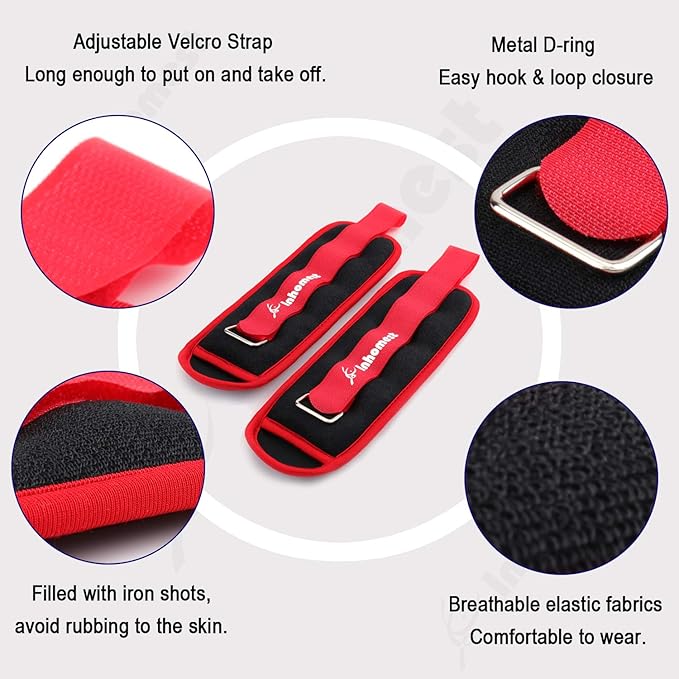 Ankle Weights, 0.5/1/1.5/2/3/4/5 LB 1 Pair Wrist Arm Leg Weights for Women Men Kids for Strength Training, Jogging, Gym Workout, Aerobics, Physical Therapy