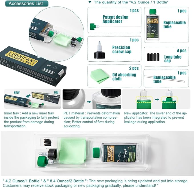 Silicone Treadnmill Belt Lubricants/Lubes, High Temperature Resistant and Stable Lubricant,with Hard Application Tubes and Precision Screw Caps for Easy Use