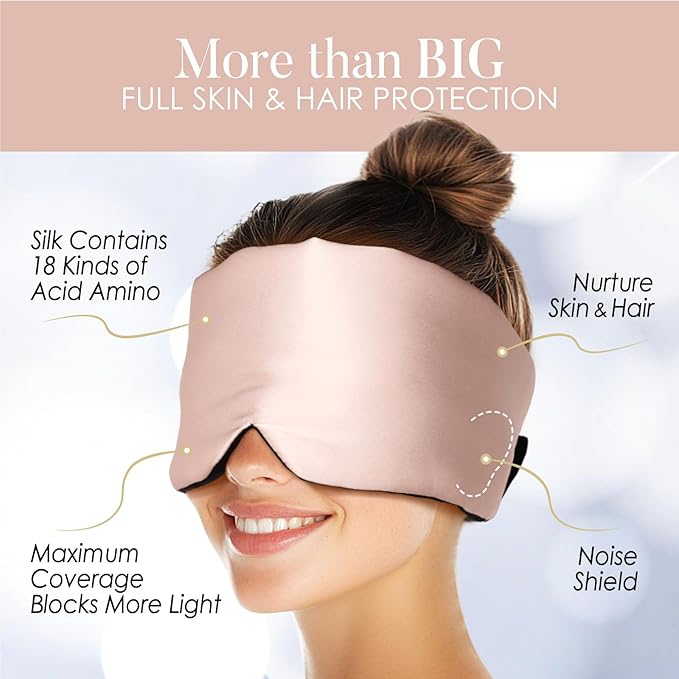 LULUSILK Reversible Mulberry Silk Sleep Mask for Women and Men, Adjustable Real Silk Eye Mask for Sleeping, Lotus Pink and Black, Pack of 1