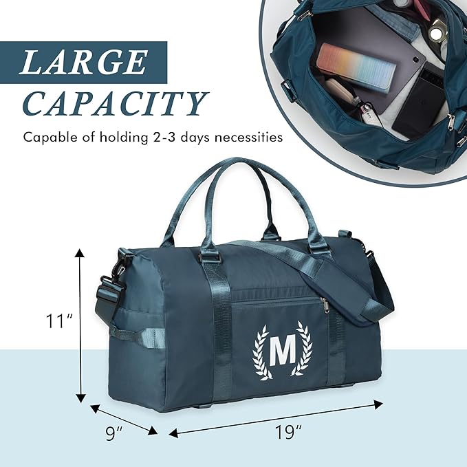 Gym Bag with Shoe Compartment - Personalized Monogrammed Duffle for Sports, Travel, and Workout with Initials