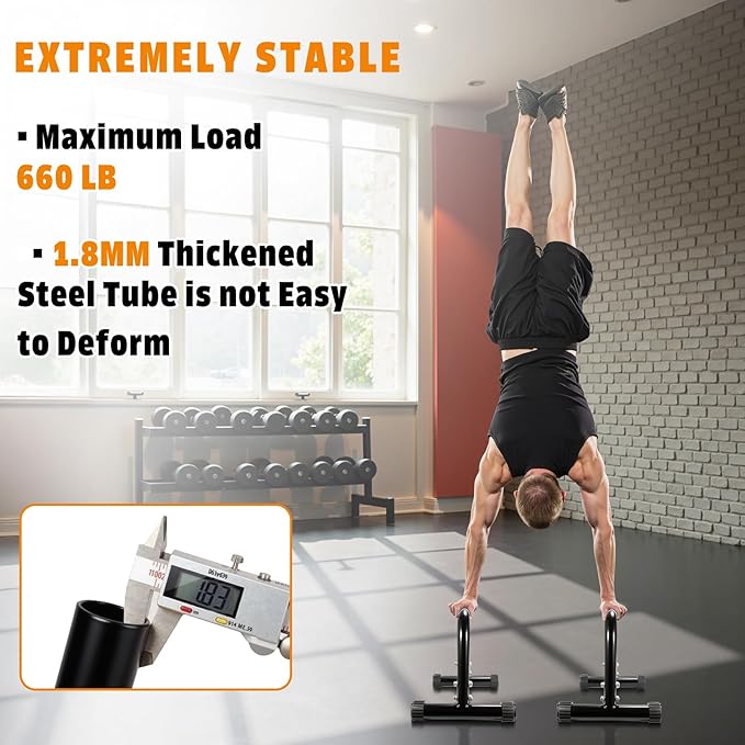 AmazeFan Parallettes Bars, High Steel Push Up Bar Strength Training For Handstands, Calisthenics Bars & Dip Bars, Calisthenic, Push Up Stands Handle for Floor Workouts Calisthenics Equipment ﻿