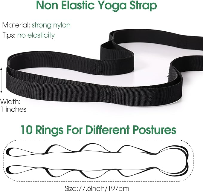 8 Pack Stretching Strap with 10 Loops Bulk Yoga Strap Bulk for Physical Therapy Stretch Bands with Loops Non Elastic Bands for Exercise Dance