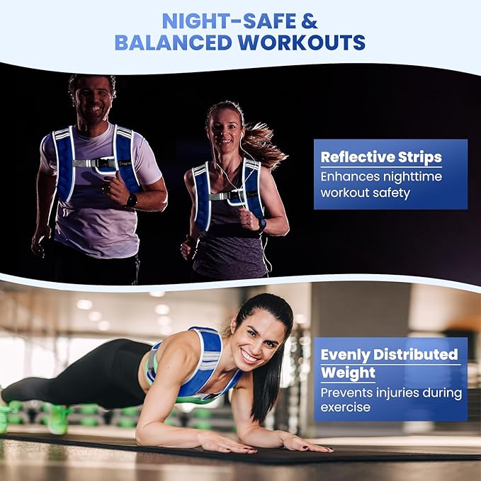 Fragraim Weighted Vest for Women Men - 8lb/10lb/12lb/16lb/22lb/25lb/30lb Weight Vest with Reflective Stripe, Detachable Phone Pouch, Ideal for Walking, Strength Training, Running, Workout, Cardio