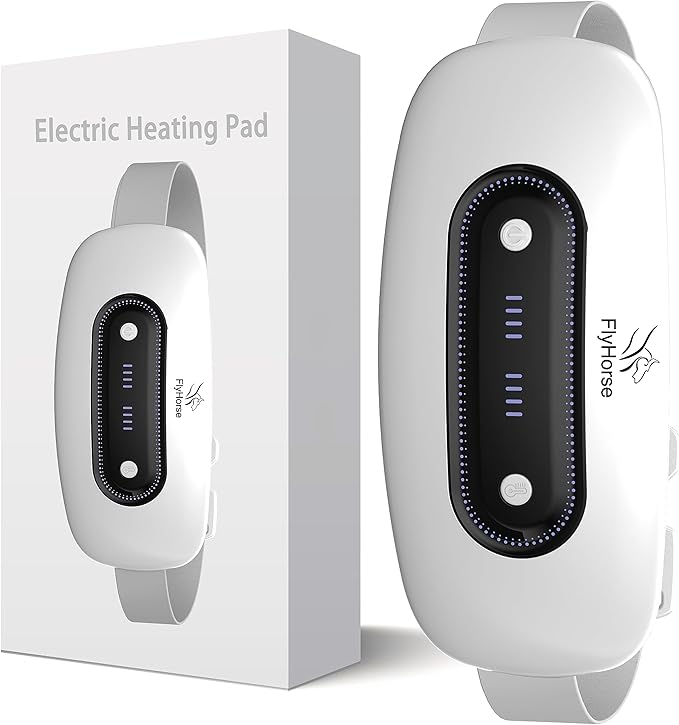 Electric Heating Pad,Portable Cordless Menstrual Heating Pad with 4 Heat Levels and 4 Massage Modes, Heating Pad for Cramps,Back Pain Relief (White)