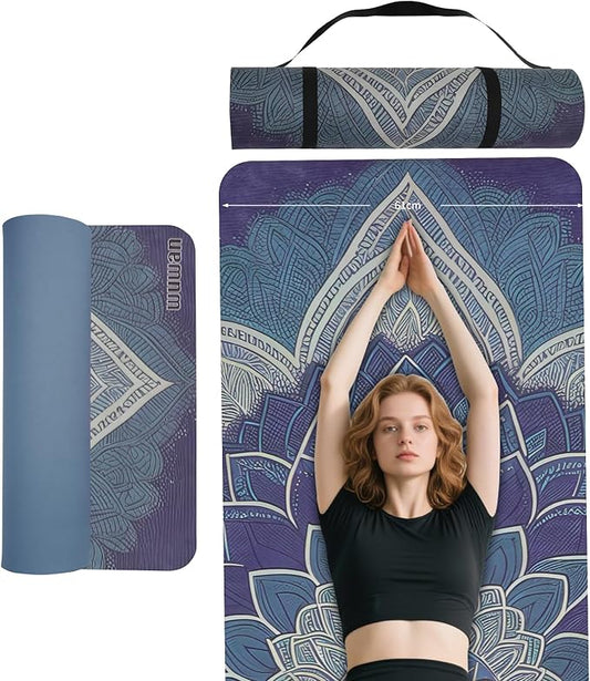 Yoga Mat Non-Slip Extra Thick 72"x32/24" Extra Wide Fitness Exercise Mat TPE Material High Elastic Hot Yoga Mat for Women Yoga Pilates Home Floor Workout (Cow Coffee)
