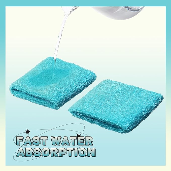 12 Pack Sweatbands Sports Wristband Cotton Sweat Band for Men and Women, Good for Tennis, Basketball, Running, Gym, Working Out