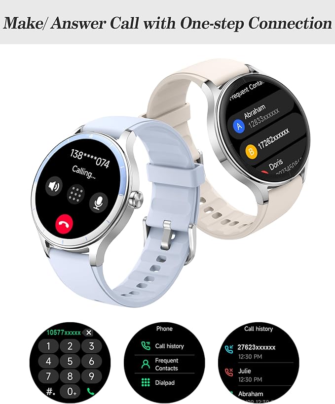 Smart Watch, 41mm Fitness Tracker, Answer/Make Calls, Digital Smartwatch with Heart Rate/Stress/Sleep Monitor, AI Voice, IP68 Waterproof Watch Calculator, Calendar, Games for Lady Women & Men