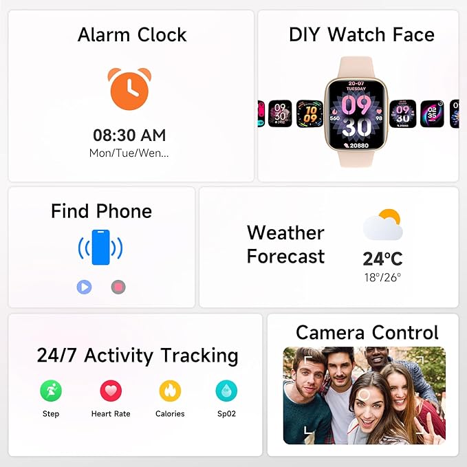 Smart Watch for Women, 1.85" AMOLED Screen Smartwatch Compatible iPhone/Samsung/Android (Answer/Make Call), 100+ Sport Modes Fitness Tracker with Heart Rate/SpO2/Sleep Monitor 3ATM Waterproof