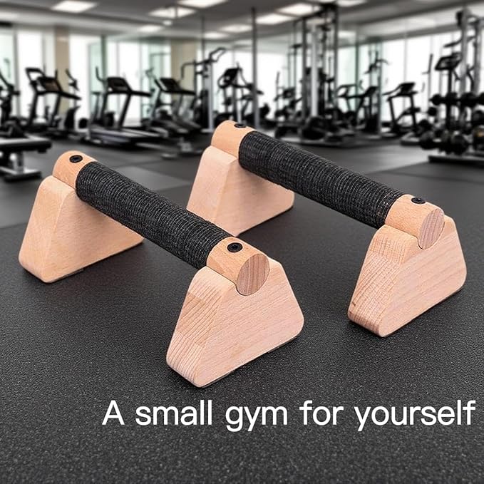 Parallettes Bars Wooden Push Up Bars with Non-Slip Base, 7.8 Inch Handstand Training Blocks & Push Up Handles, Portable Calisthenics Equipment for Home Workout Strength Training