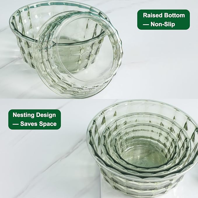 Taiuloo 3-Piece Salad Bowls with Lids, BPA Free Plastic Meal Prep Containers To Go for Lunch, Kitchen Food Storage & Serving Bowls for Salad, Snack, Fruit, Veggie, Green