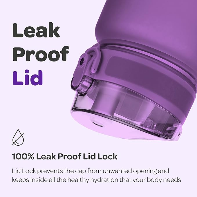 Hydracy Water Bottle with Time Marker -Large BPA Free Water Bottle & No Sweat Sleeve -Leak Proof Gym Bottle with Fruit Infuser Strainer & Times to Drink -Ideal for Fitness Sports & Outdoors